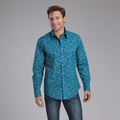 Men's Denim Paisley Snap Shirt - Roper