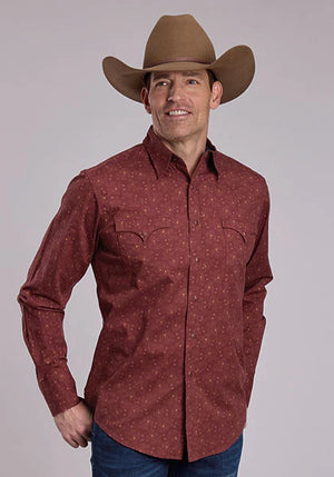 Men's Red Stellar Paisley L/S Snap Shirt - Roper