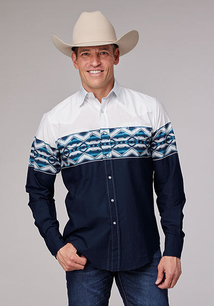 MENS L/S AZTEC BORDER SHIRT - ROPER