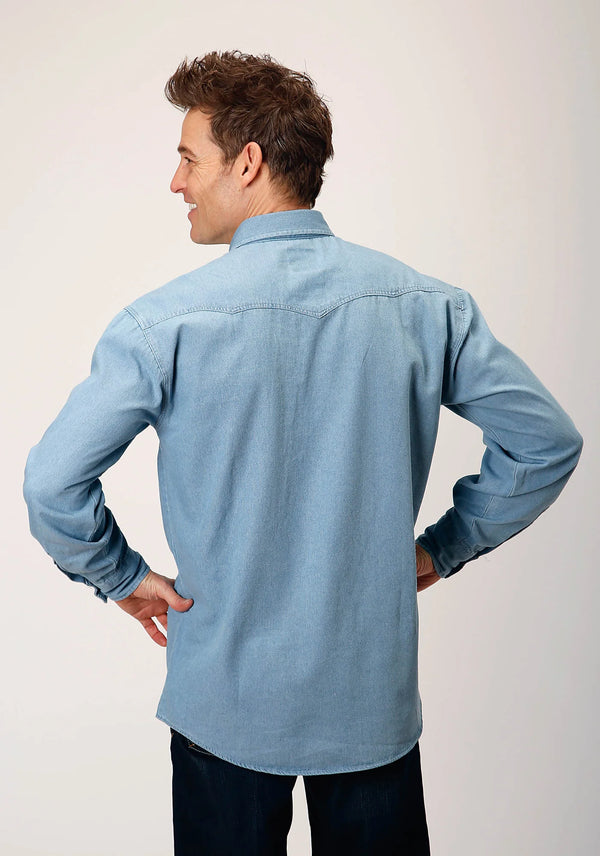 MEN'S LONG SLEEVE SNAP LIGHT BLUE DENIM SHIRT - Roper