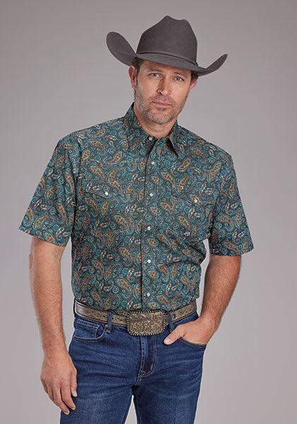 Men's Short Sleeve Dusk Paisley Snap Shirt - Roper