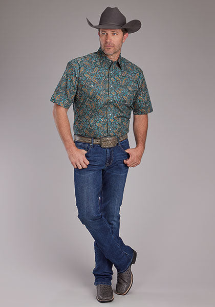 Men's Short Sleeve Dusk Paisley Snap Shirt - Roper