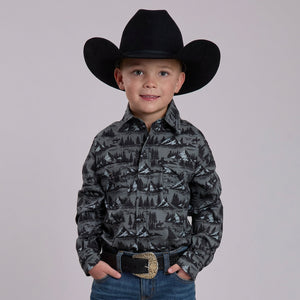 Boy's Mountain Scenic Print Shirt - Roper
