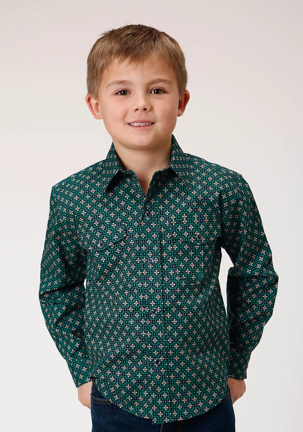 Boys Long Sleeve Snap Print - Roper