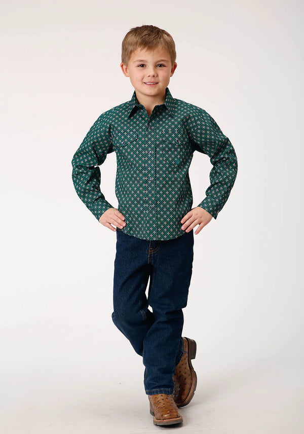 Boys Long Sleeve Snap Print - Roper