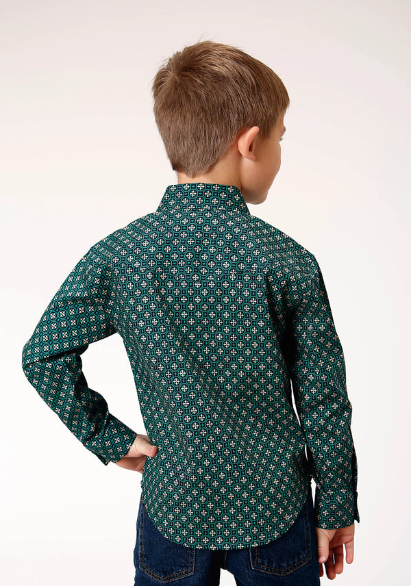 Boys Long Sleeve Snap Print - Roper