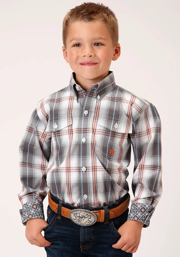 Smokey Plaid Boys Shirt = Roper