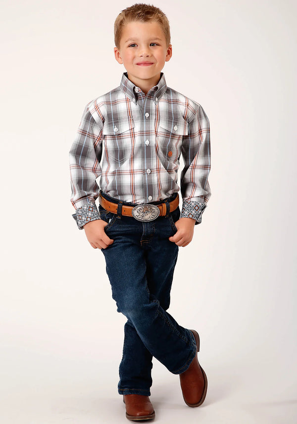 Smokey Plaid Boys Shirt = Roper