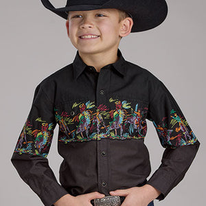 Boy's Scribble Bullrider's Snap Shirt - Roper