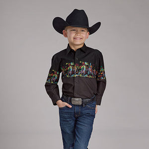 Boy's Scribble Bullrider's Snap Shirt - Roper