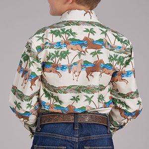 Boy's Tropical Horse Snap Shirt - Roper