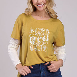 Women's Long Sleeve Boots Tee - Roper