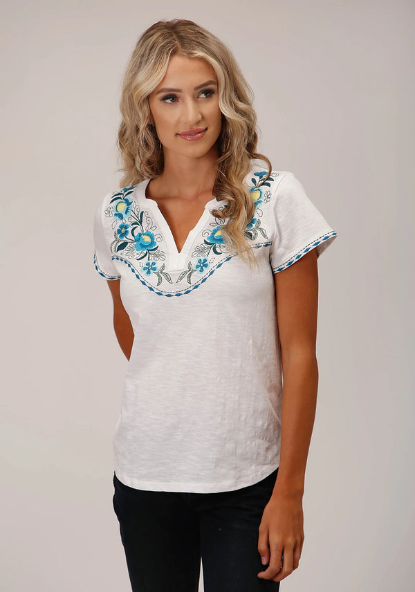 Women's White Embroidery Shirt - Roper