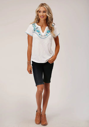 Women's White Embroidery Shirt - Roper