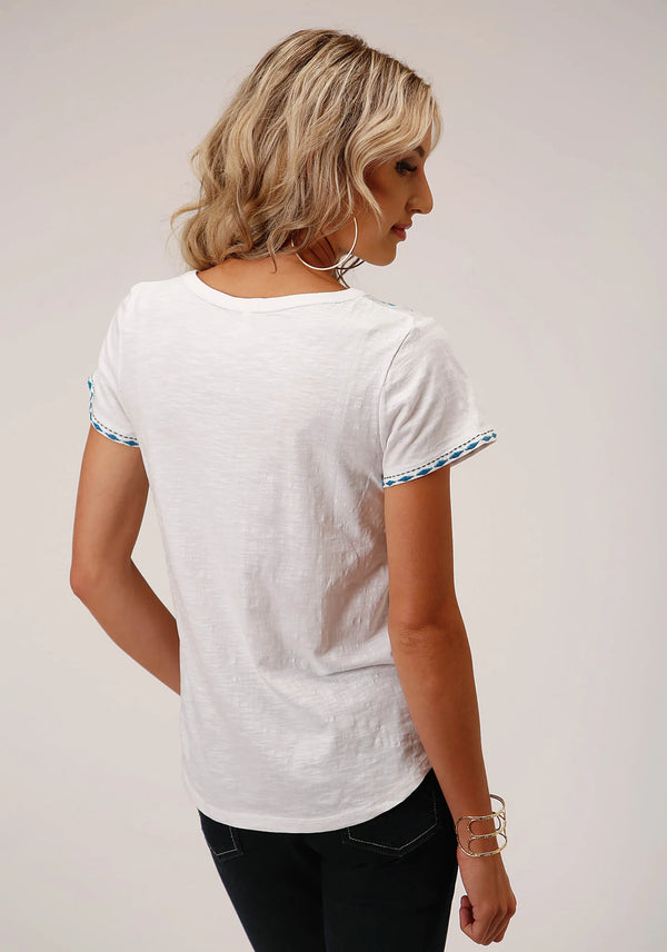 Women's White Embroidery Shirt - Roper