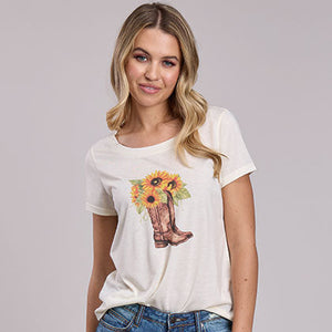 Women's Sunflower & Boots Tee Shirt - Roper