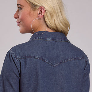 Women's Dark Blue Denim Cropped Shirt - Roper