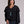 Women's Black Crepe V-Neck Shirt - Stetson