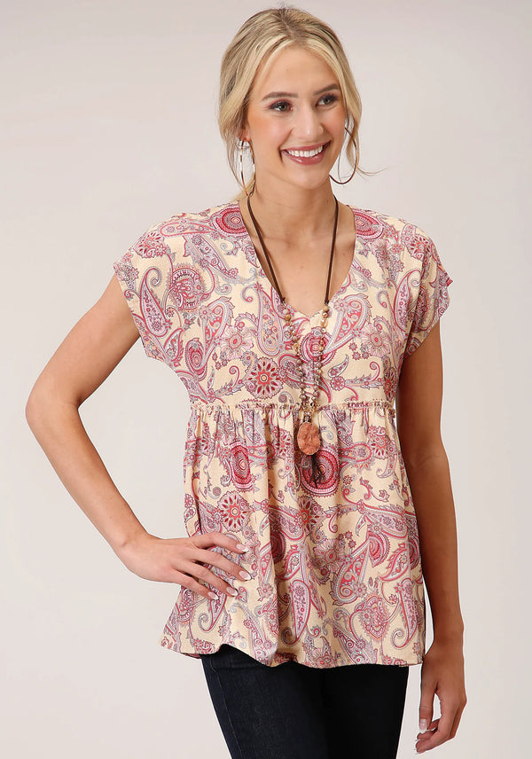 Spring Paisley Crepe Top - Roper