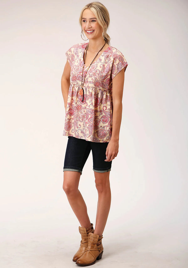 Spring Paisley Crepe Top - Roper