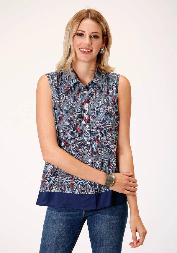 Women'sTribal Button Up Tank - Roper