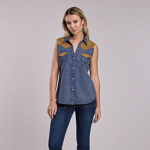 Women's Sleeveless Denim Shirt - Roper