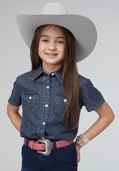 GIRLS S/S DENIM WESTERN SHIRT - Roper