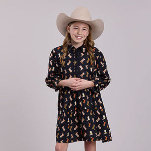 Girl's Boot Print Babydoll Dress - Roper