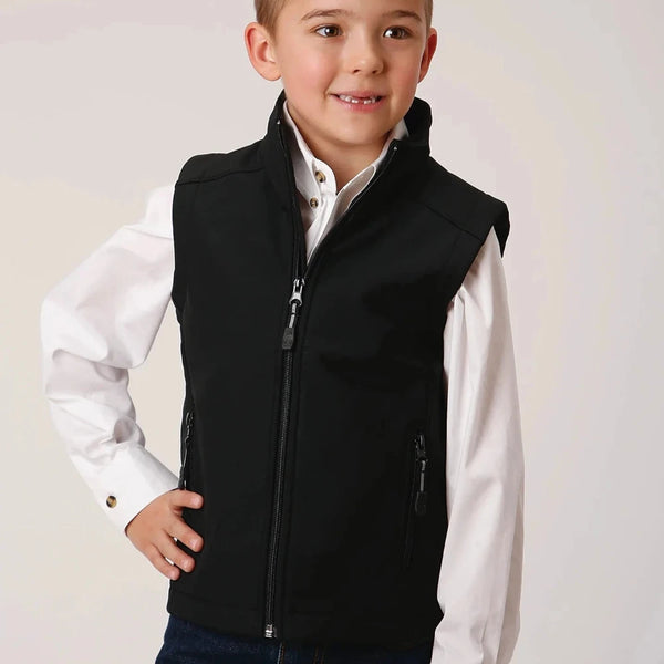 Boys Black Softshell Fleece Vest - Roper