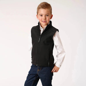 Boys Black Softshell Fleece Vest - Roper