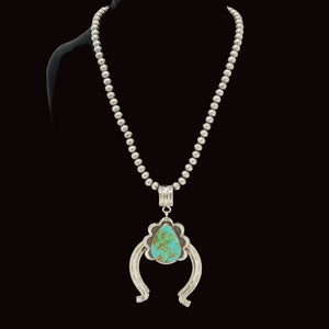 Navajo Turquoise Squash Blossom  Necklace - Matt 925 Inc.