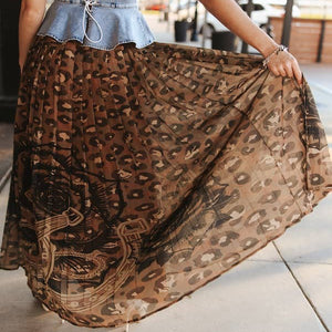 Leopard Printed Pleated Skirt - Lucky & Blessed