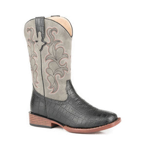Boy's Black Faux Crocodile Boots - Roper