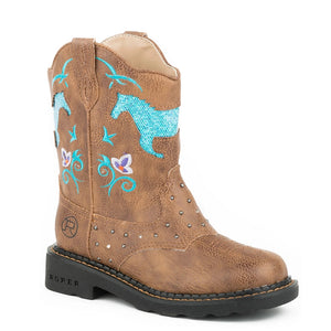 Kid's Horse and Flowers Boots - Roper