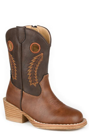 Toddlers Brown Faux Leather Vamp Boots - Roper