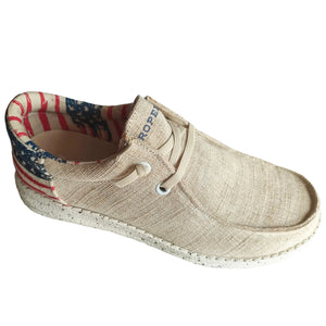 Kid's Beige Canvas with Flag Heel - Roper