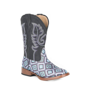 Girl's Geometric Glitter Vamp & Black Little Kids Boot - Roper