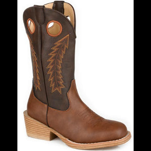 Kids Brown Faux Leather Vamp Boots - Roper