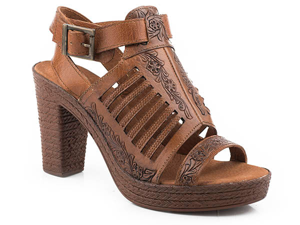 Mika III Cognac Tooled Sandal - Roper