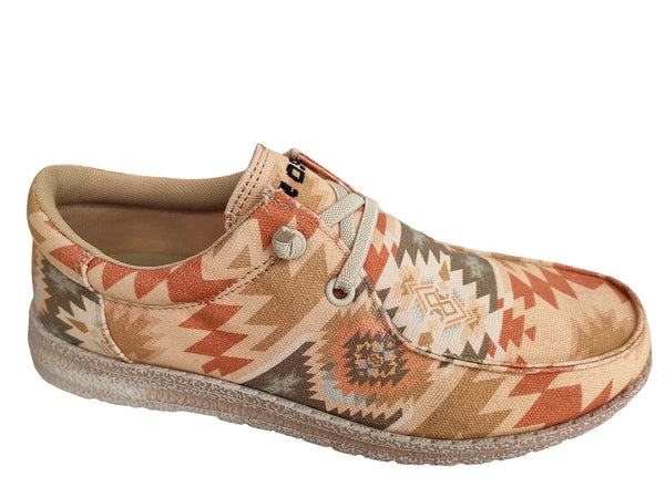 Women's Eve Tan Aztec Moc Lace Up - Roper