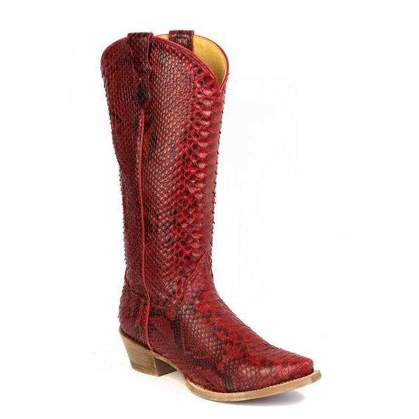 Women's Fire Red Python Boot - Roper