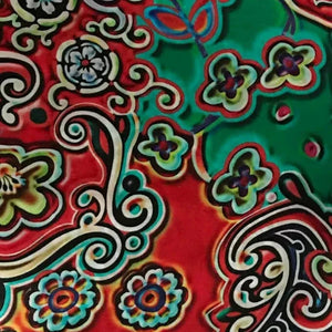 Floral Print Red Silk Wild Rag