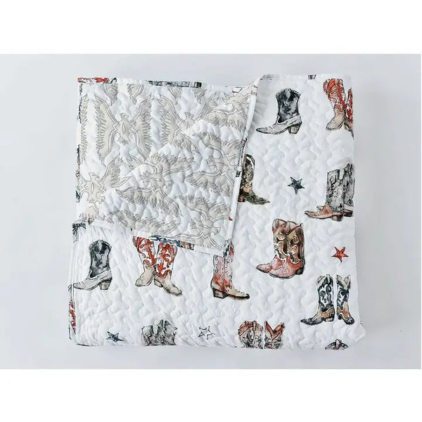 Thunderbird Boots Neutral Baby Blanket - Ida Mae Home