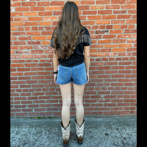 Women's Zig Zag Detail Shorts - Rock & Roll Denim