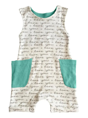 Organic Cotton Sleeveless Romper - I Love You