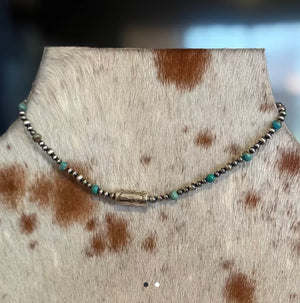 #050 Turquoise & Barrel Bead - Z Bars