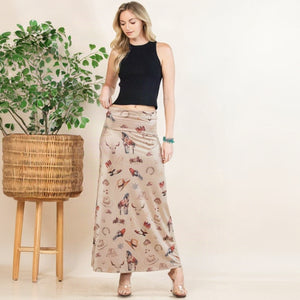 Western Elements Print Maxi Skirt - Avery