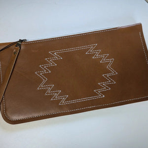 Western Stitch Large Tan Clutch - Puddle City Craft