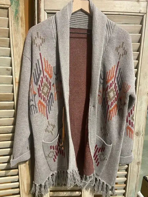 Aztec Fringe Cardigan- Cotton & Rye Outfitters