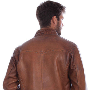 Men's Zip Front Leather Jacket - Scully